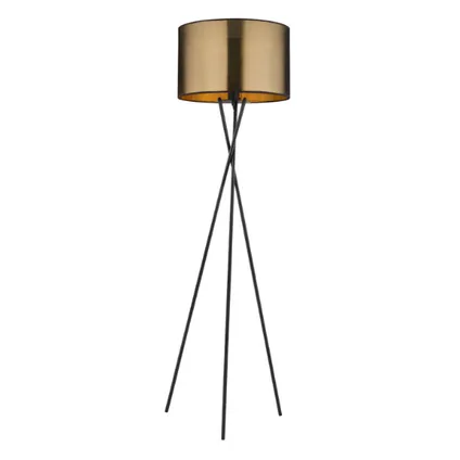 Tripot vloerlamp met goudkleurige kunststof kap | Metaal | ø 48,5 cm | Woonkamer | Slaapkamer | 2