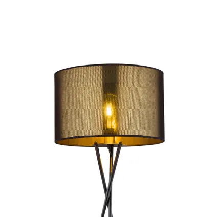 Tripot vloerlamp met goudkleurige kunststof kap | Metaal | ø 48,5 cm | Woonkamer | Slaapkamer | 4