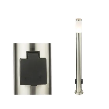Buitenverlichting met stopcontact voor buiten | 110cm | RVS | 2 stopcontacten | Buitenlamp