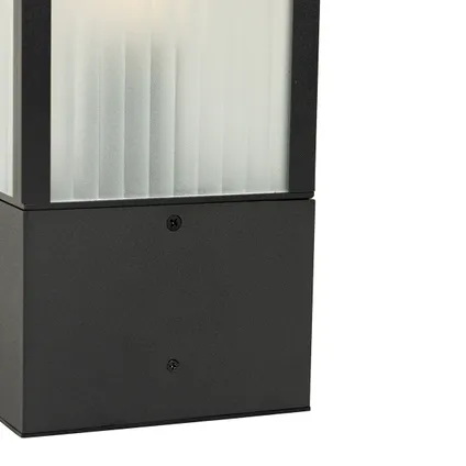 QAZQA Smart staande buitenlamp zwart met ribbel glas 40 cm incl. Wifi A60 - Charlois 7