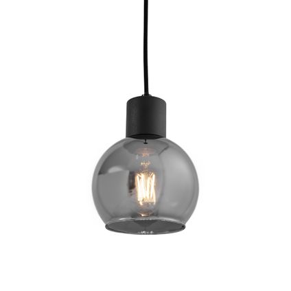 QAZQA Lampe à suspension Art Déco noire avec verre fumé - Vidro