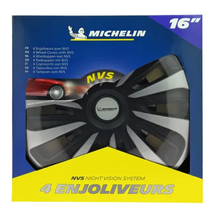 Michelin Wieldoppen 16 inch - zilver/zwart - nvs 4