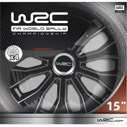 WRC Wieldoppen 15 inch - zwart/zilver - 4st 5