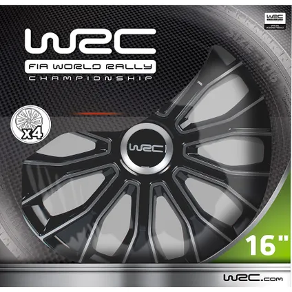WRC Wieldoppen 16 inch - zwart/zilver - 4st 5