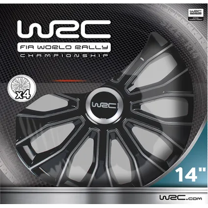 WRC Wieldoppen 14 inch - zwart/zilver - 4st 5