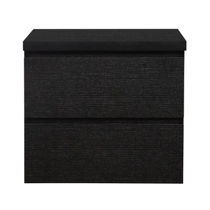 Badplaats Wastafelonderkast Angela 60 x 48 x 53,5 cm - zwart houtnerf - met bovenblad 4
