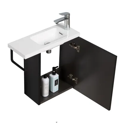 Meuble de salle de bain Neves 55 x 22 cm Noir mat - Armoire de rangement 3