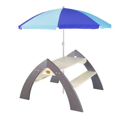 Table de pique-nique avec parasol AXI Kylo XL T 108x119x75cmBois gris blanc