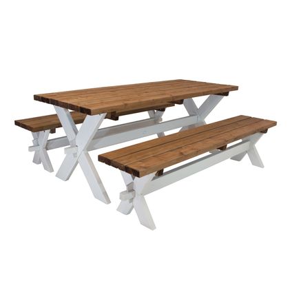 Table pique-nique AXI Celine 177 cm en bois brun/blanc