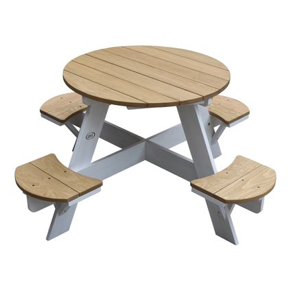AXI UFO Picknicktafel 120x120x56cm Rond Hout Rond Bruin/wit