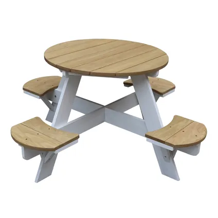 AXI UFO Picknicktafel 120x120x56cm Rond Hout Rond Bruin/wit 3