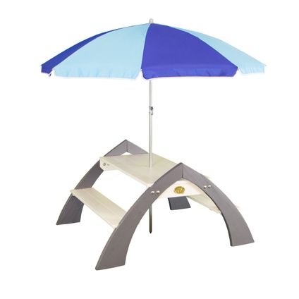 Table de pique-nique avec parasol AXI Kylo XL 98x119x65cm Bois gris blanc