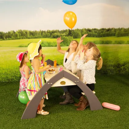 AXI Kylo XL Picknicktafel met parasol 98x119x65cm Hout grijs wit 5