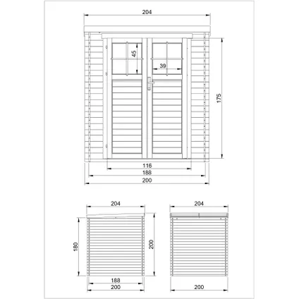 Timbela M309F - Houten tuinschuurtje 3.53 m2 - 204 x 204 x H200 cm - Hoogwaardige afsluitbare deur 5