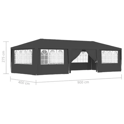 Maison du'monde - Partytent met zijwanden professioneel 90 g/m² 4x9 m antraciet 9