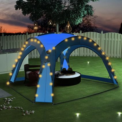 Maison du'monde - Partytent met LED en 4 zijwanden 3,6x3,6x2,3 m blauw