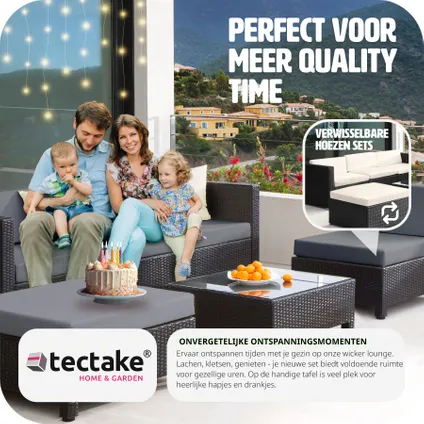 Tectake® - Wicker loungeset met aluminium frame en 10cm kussens - natuur 8