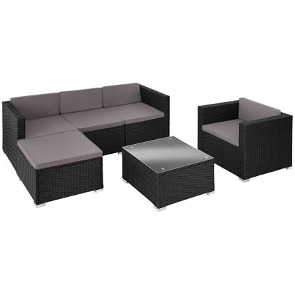 Tectake® - Wicker loungeset Lignano met fauteuil - zwart