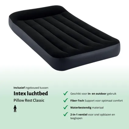 Intex Luchtbed - 1-Persoons - 99 x 191 x 25 cm - Donkerblauw - Inclusief Accessoires CB12 2