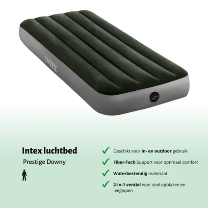 Intex Luchtbed - 1-Persoons - 76 x 191 x 25 cm - Groen - Inclusief Accessoires CB13 2