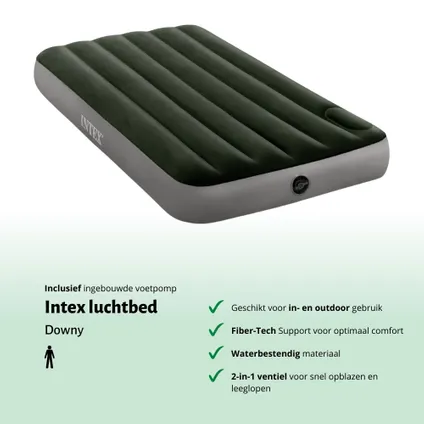 Intex Luchtbed - 1-Persoons - 99 x 191 x 25 cm - Groen - Accessoires CB13 2