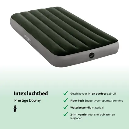 Intex Luchtbed - 1-Persoons - 99 x 191 x 25 cm - Groen - Inclusief Accessoires CB8 2