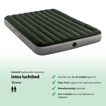 Intex Luchtbed - 2-Persoons - 152 x 203 x 25 cm - Groen - Accessoires CB9 2