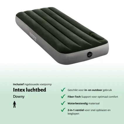 Intex Luchtbed - 1-Persoons - 76 x 191 x 25 cm - Groen - Accessoires CB3 2