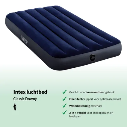 Intex Luchtbed - 1-Persoons - 99 x 191 x 25 cm - Blauw - Inclusief Accessoires CB3 2