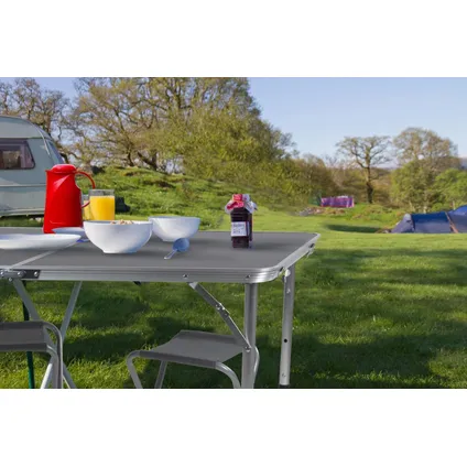 Camp Active Camping Table Set - Table de camping avec 4 tabourets - pliable - légère - compacte - robuste - grise 3