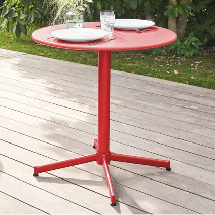 Ensemble table de jardin et 4 fauteuils métal Oviala Palavas rouge 4