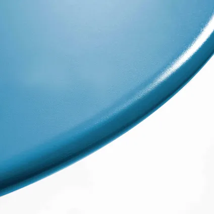 Ensemble table de jardin ronde et 6 chaises en métal Oviala Palavas bleu pacific 3