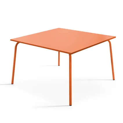 Oviala Palavas Oviala Palavas oranje vierkante tuintafel en 8 metalen fauteuils 2