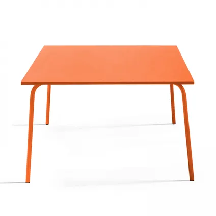 Oviala Palavas Oviala Palavas oranje vierkante tuintafel en 8 metalen fauteuils 3
