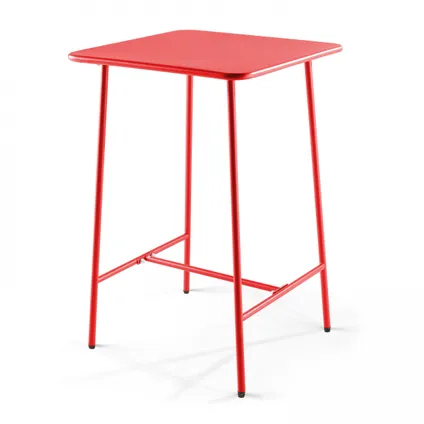 Oviala Palavas rode metalen bartafel en 4 hoge stoelen set 2
