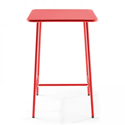 Oviala Palavas rode metalen bartafel en 4 hoge stoelen set 4