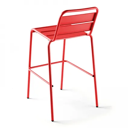 Oviala Palavas rode metalen bartafel en 4 hoge stoelen set 5