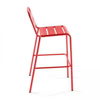 Oviala Palavas rode metalen bartafel en 4 hoge stoelen set 6