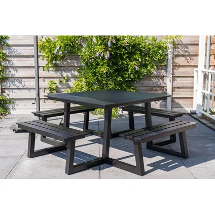 MaximaVida vierkante aluminium picknicktafel Dex 215 cm zwart - lage instap 4