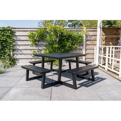 MaximaVida vierkante aluminium picknicktafel Dex 215 cm zwart - lage instap 5