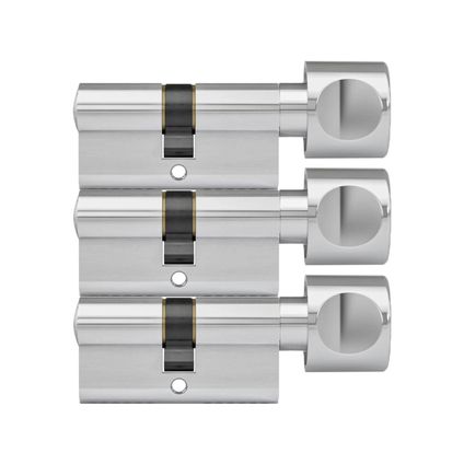 DOM knopcilinder Plura 30/30mm SKG 3 sterren 3 gelijksluitende knopcilinders