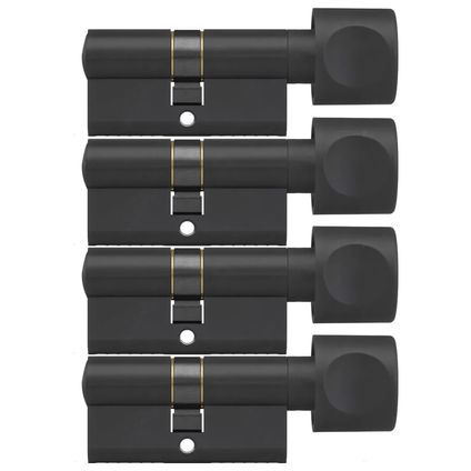 DOM Zwarte knopcilinder Plura 30/30mm SKG 3 sterren 4 gelijksluitende knopcilinders