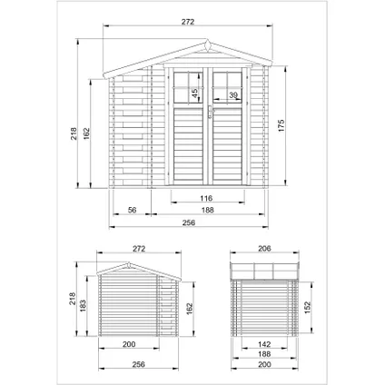 Timbela M386F+M386G - Houten tuinhuis-brandhoutschuurtje 4.33 m2 - met geimpregneerde vloer 4