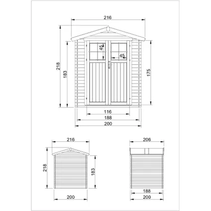 Timbela M343F+M343G - Houten tuinschuurtje 3.53 m2 - met geimpregneerde vloer - Afsluitbare deur 5