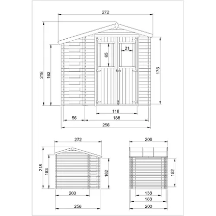 Timbela M386C+M386G - Houten tuinhuis-brandhoutschuurtje 4.33 m2 - met geimpregneerde vloer 4