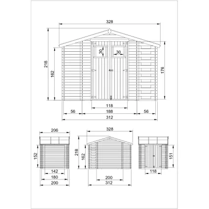 Timbela M389 - Houten tuinhuis-brandhoutschuurtje 5,41 m2 - Tuinschuurtje zonder vloer 4