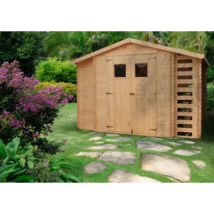 Timbela M389 - Abri de jardin en bois-abri bois de chauffage 5,41 m2 - Abri de jardin sans plancher 5