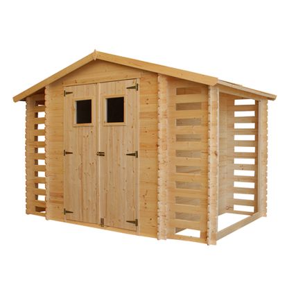 Timbela M391 - Abri de jardin-abri bois de chauffage en bois 5,41 m2 - Abri de jardin sans plancher