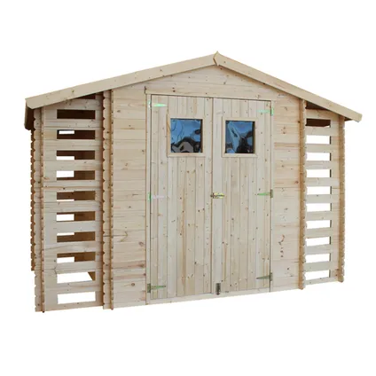 Timbela M391 - Abri de jardin-abri bois de chauffage en bois 5,41 m2 - Abri de jardin sans plancher 3