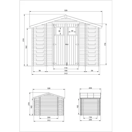 Timbela M391 - Houten tuinhuis-brandhoutschuurtje 5,41 m2 - Tuinschuurtje zonder vloer 4